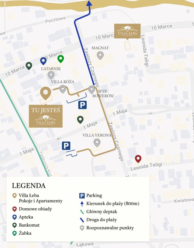 Pokoje i apartamenty mapka